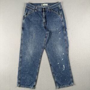 Lee Dungarees Carpenter Jeans Men’s 33x30 Blue Wide Leg Baggy Y2K Paint Splatter